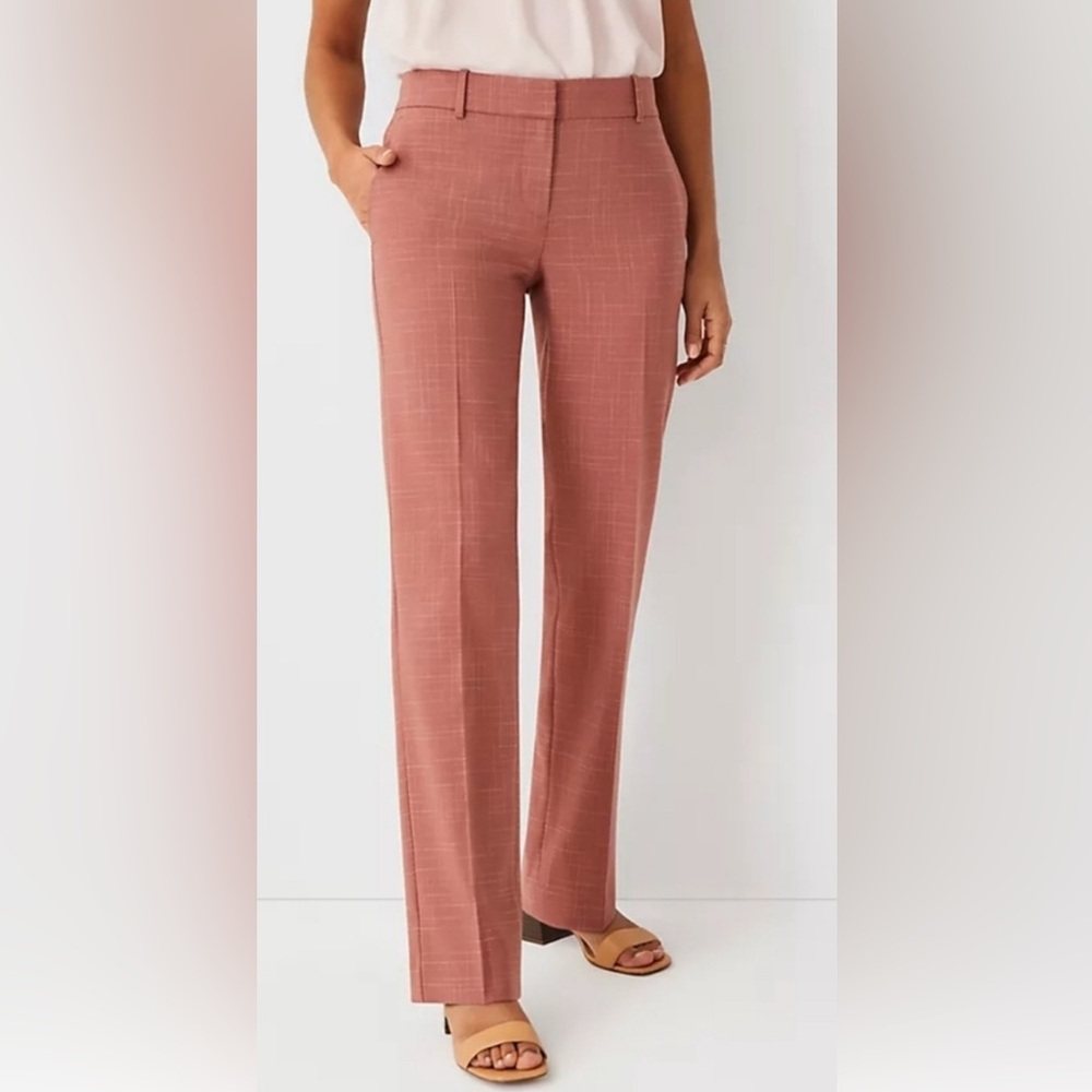 Ann Taylor Pink Cross Weave Straight Leg Pants